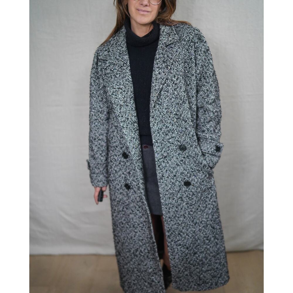 Vintage Longline Wool Tweed Coat Oversized - Picture 3 of 9
